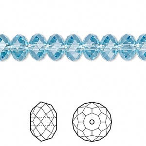 8mm Aquamarine Swarovski Rondelle Crystals - Aquamarine Blue - Package of 12 - The Attic Exchange