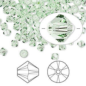 4mm Swarovski Bicone Crystals - Chrysolite Green - Pkg of 136 - The Attic Exchange