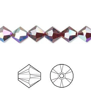 8mm Garnet AB Swarovski Bicone Crystals - Garnet AB Red - Package of 10 - The Attic Exchange