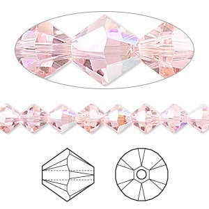 5mm and 6mm Light Rose AB - Swarovski Bicone Crystals - Light Rose - AB Finish - Package of 150 - The Attic Exchange