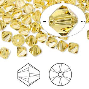 6mm Light Topaz Swarovski Bicone Crystals - Light Topaz Yellow - Pack of 172 - The Attic Exchange