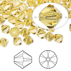 5mm Light Topaz Swarovski Bicone Crystals - Light Topaz Yellow - Pack of 100 - The Attic Exchange