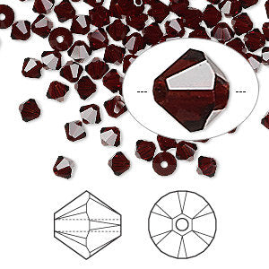 4mm Garnet Swarovski Bicone Crystals - Garnet Red - Package of 225 - The Attic Exchange