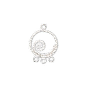 Twisted Circle Spiral Chandelier Drop - 13mm Round 3 Loops - Sterling Silver - Package of 24 - The Attic Exchange