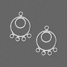 Load image into Gallery viewer, Circle Chandelier Drop - 15mm Round 4 Loops - Sterling Silver - Package of 8 - The Attic Exchange