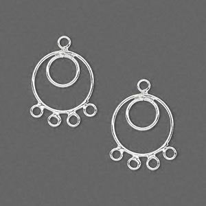 Circle Chandelier Drop - 15mm Round 4 Loops - Sterling Silver - Package of 8 - The Attic Exchange