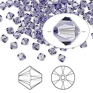 4mm Tanzanite - Swarovski Bicone Crystals - Tanzanite Purple - Package of 200 - The Attic Exchange