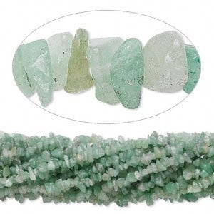 Bead, green aventurine (natural), chip, Mohs hardness 7 - Sold per pkg of 9 36-inch strands. - The Attic Exchange