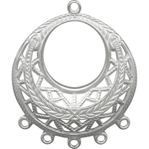 Filigree Circle - Domed Chandelier - White Plated over Brass - Silver - 30mmx24mm - Pack of 34 - The Attic Exchange