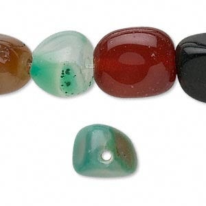 Bead, multi-agate (natural / dyed / heated), medium tumbled nugget, Mohs hardness 6-1/2 to 7. Sold per 10oz bag - The Attic Exchange