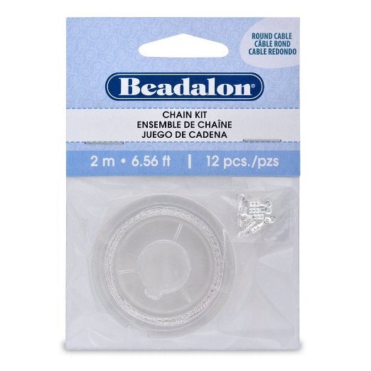 Beadalon Chain Kit - 0.9mm Round Cable - Silver Plated - 2-Meters - The Attic Exchange