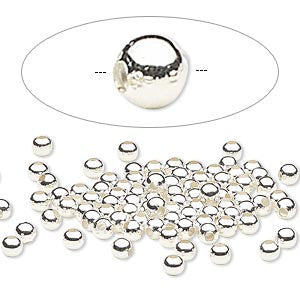 Round 3mm - Silver Plated - Spacer beads - Smooth Round - Ball Beads - Pack of 100 - The Attic Exchange